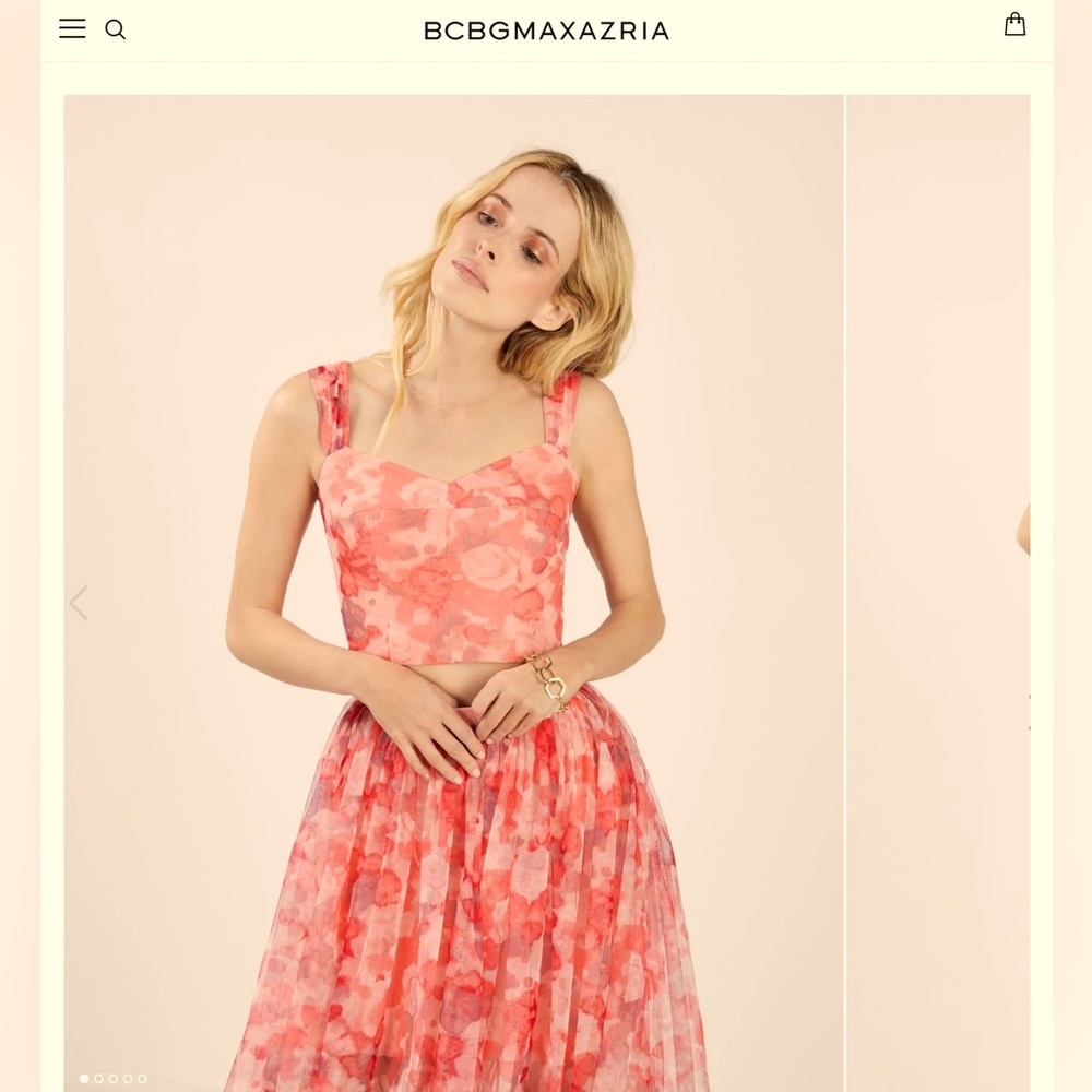 BCBGMAXAZRIA COLETTE TULLE CROP TOP & SKIRT